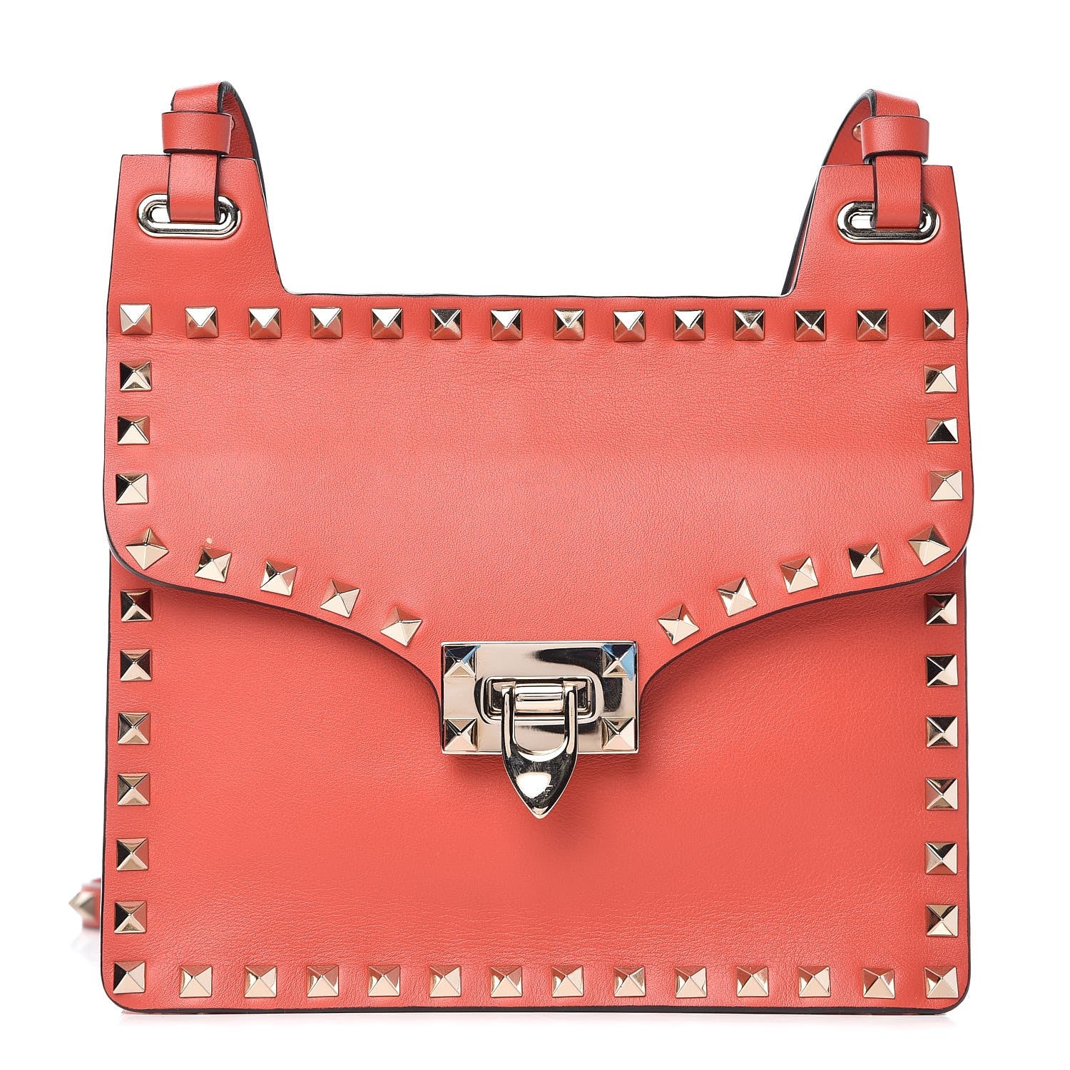 Valentino Garavani Calfskin Rockstud Crossbody Messenger Bag Deep Coral 1 of 7