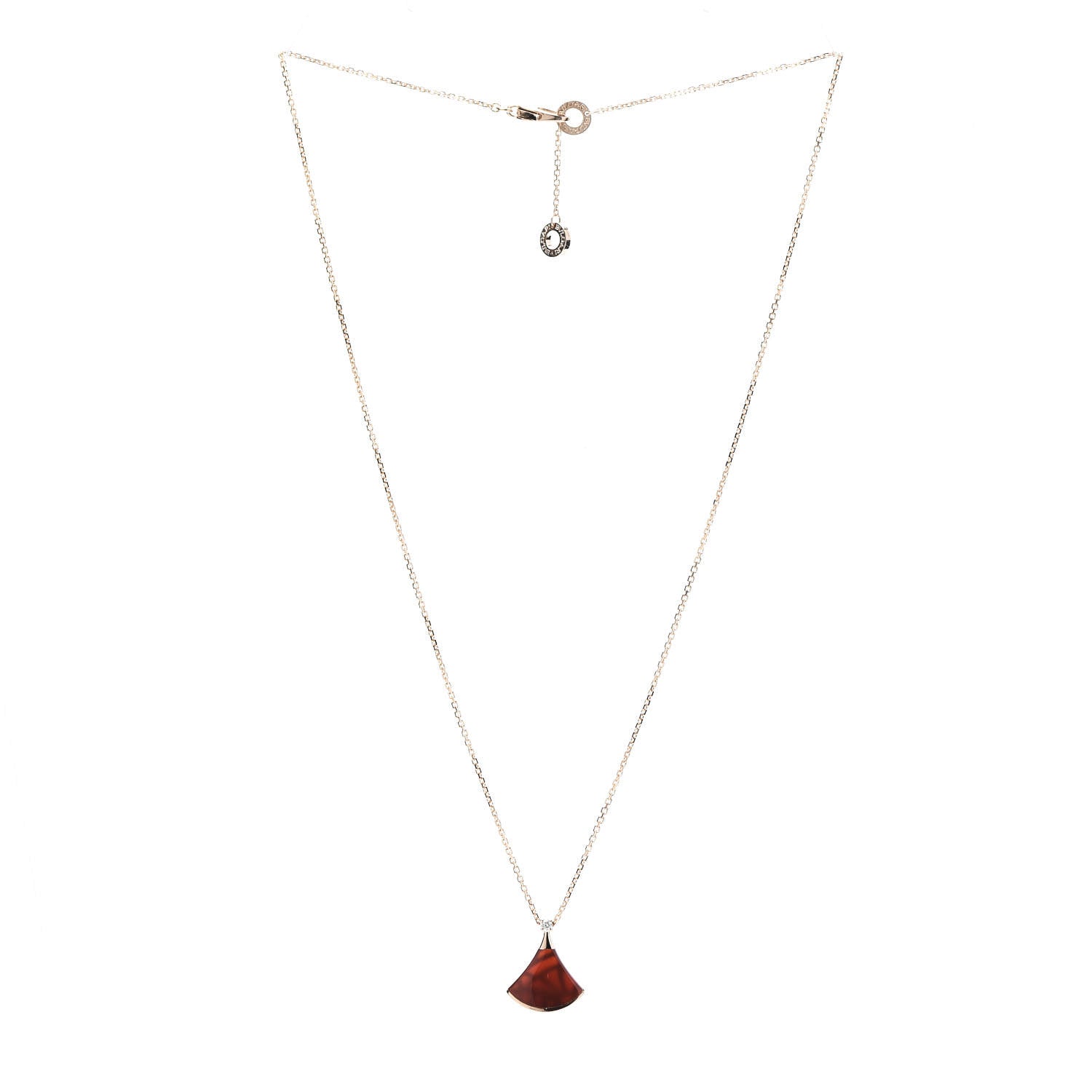 Bulgari 18K Rose Gold Diamond Carnelian Divas' Dream Pendant Necklace 3 of 6