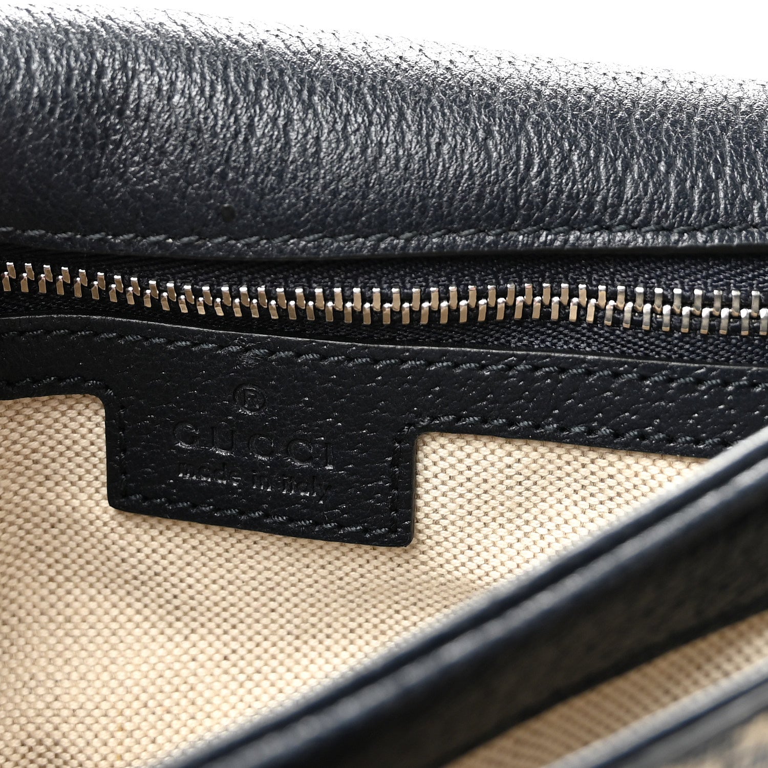 Gucci GG Supreme Monogram Textured Dollar Calfskin Web Medium Blondie Top Handle Shoulder Flap Bag Beige Blue 6 of 10