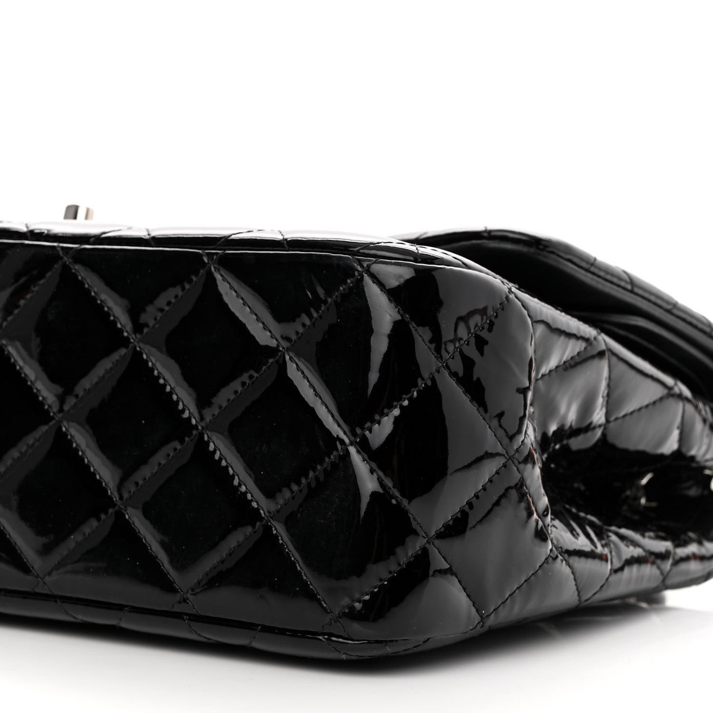 Patent Quilted Jumbo Double Flap Black