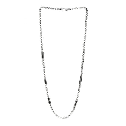David Yurman Sterling Silver Black Diamond Pave Streamline Station Box Chain Necklace 22" 3 of 4