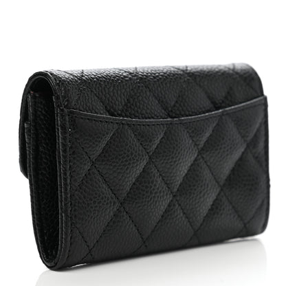 Chanel Caviar Quilted Flap Card Holder Wallet Black 3 of 9
