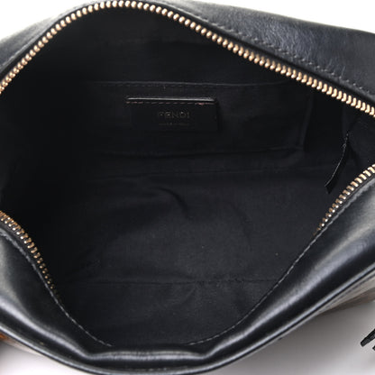 Fendi Glazed Fabric Vitello Century FF 1974 Stamp Patch Camera Case Mogano Panna Black 7 of 16