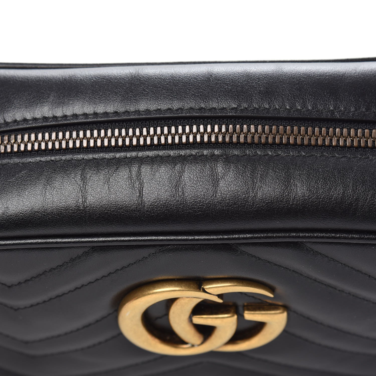 Gucci Calfskin Matelasse Small GG Marmont Chain Shoulder Bag Black 8 of 11