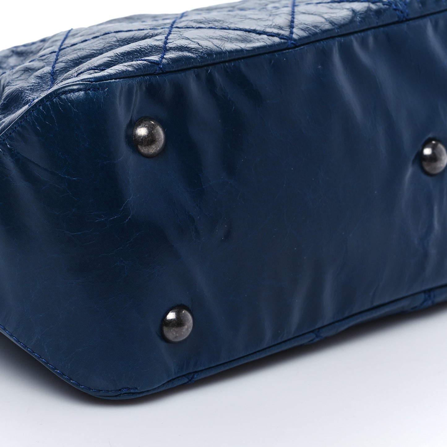 Aged Calfskin Quilted Coco Supple Hobo Navy Blue
