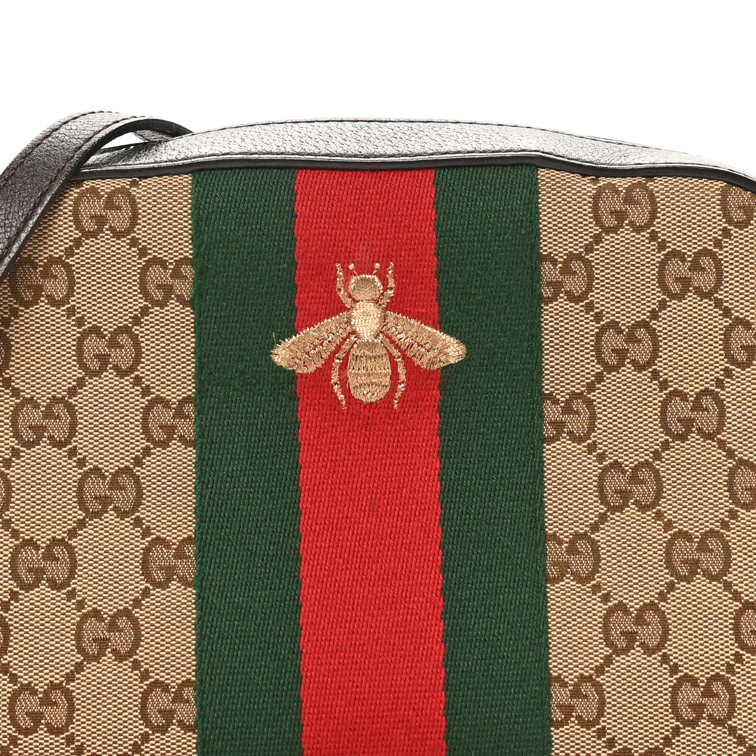 Gucci GG Supreme Monogram Web Small Webby Bee Shoulder Bag Dark Brown 8 of 10