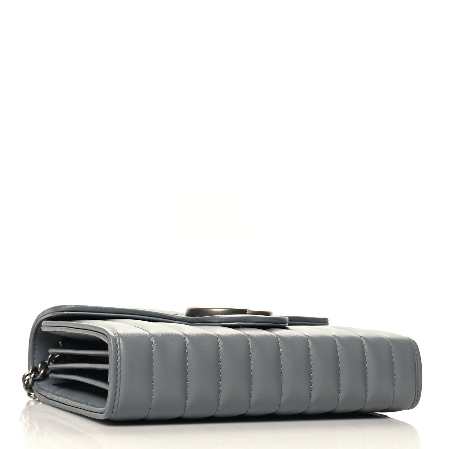 Calfskin Matelasse Aria GG Marmont Chain Wallet Deep Grey