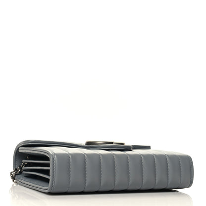 Gucci Calfskin Matelasse Aria GG Marmont Chain Wallet Deep Grey 4 of 11