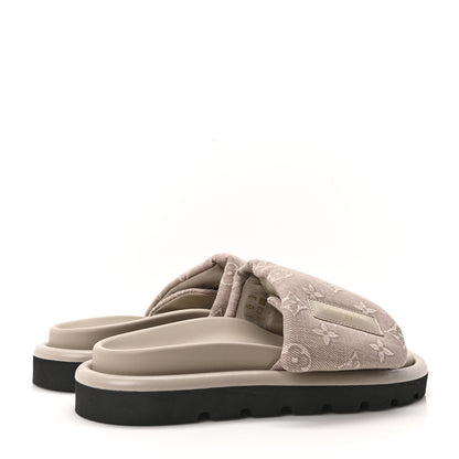 Louis Vuitton Monogram Denim LV Pool Pillow Flat Comfort Mule 38 Grey 5 of 9