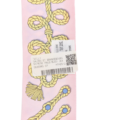 Hermes Silk Galons Et Brandebourg Twilly Rose Pale Bleu Jean 4 of 4
