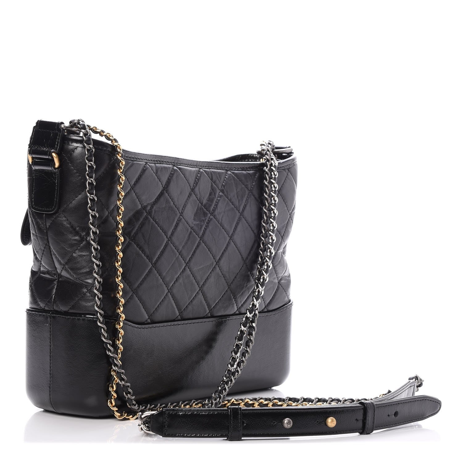 Chanel Aged Calfskin Quilted Medium Gabrielle Hobo Black 5 of 8