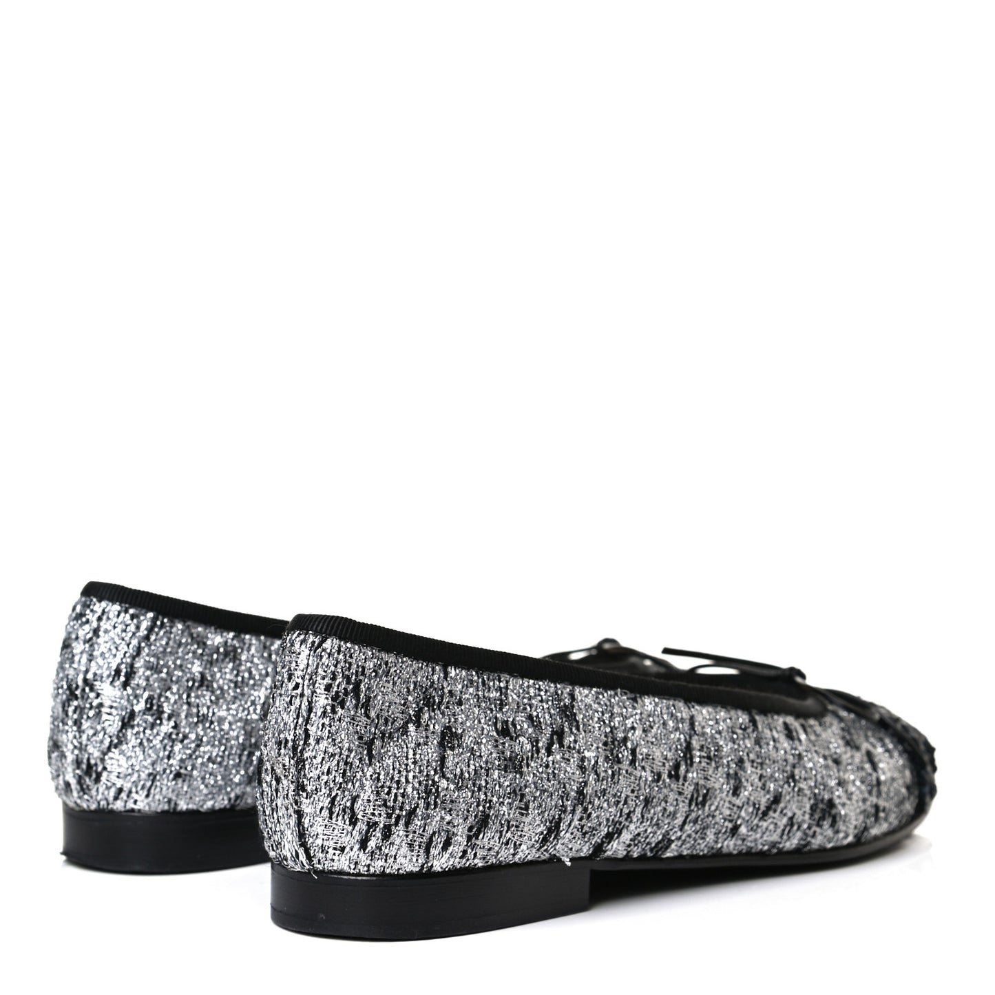 Tweed Sequin Cap Toe Ballerina Flats 37.5 Black Blue