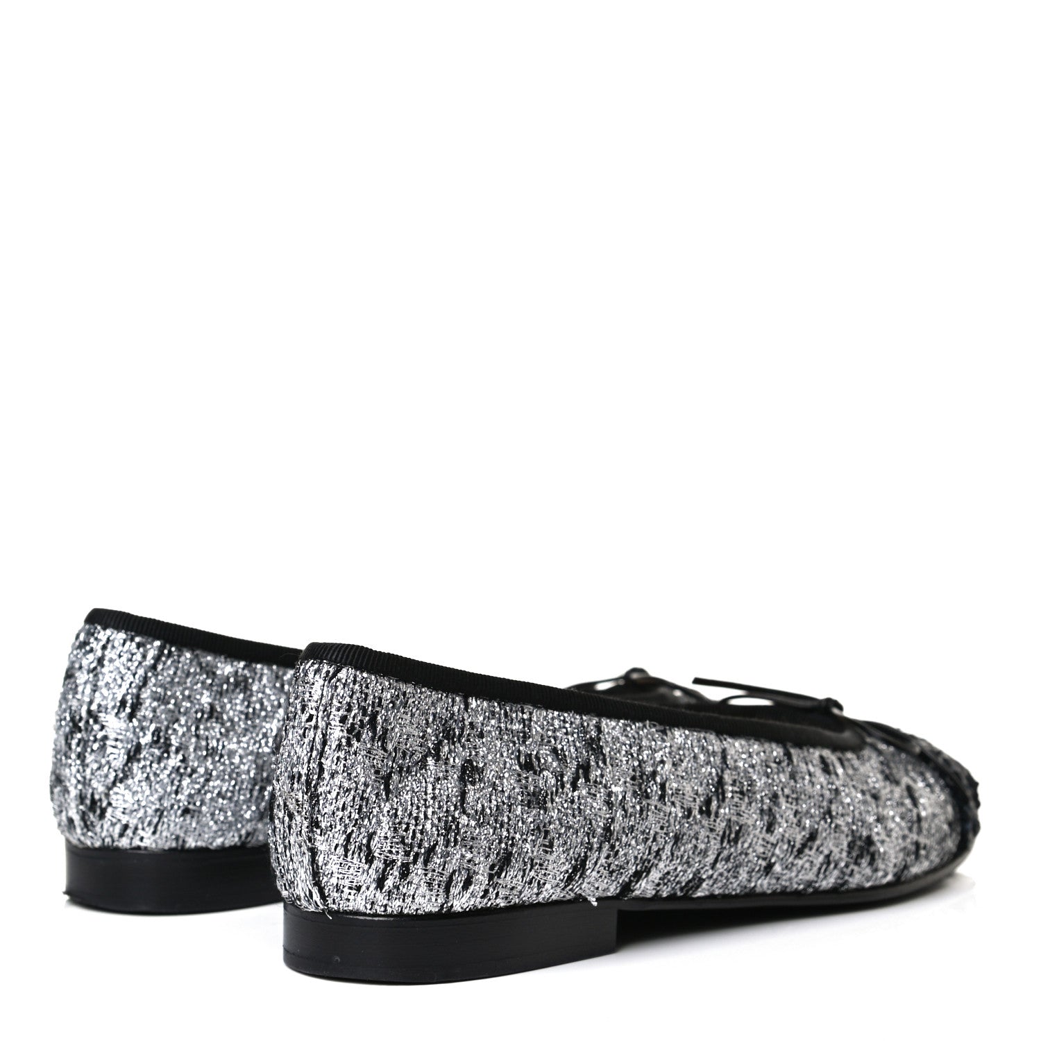 Chanel Tweed Sequin Cap Toe Ballerina Flats 37.5 Black Blue 4 of 14