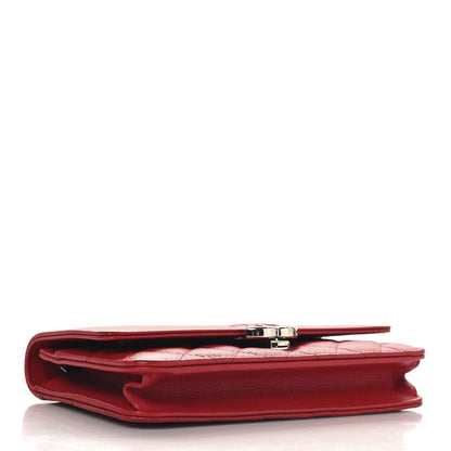 Chanel Grained Calfskin Quilted CC Box Wallet On Chain WOC Red 4 of 14