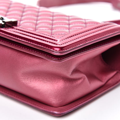 Chanel Metallic Patent Calfskin Quilted Medium Boy Flap Pink 11 of 17