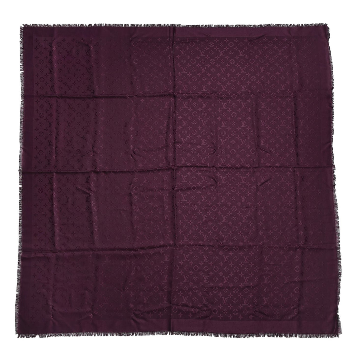 Wool Silk Monogram Shawl Amarante