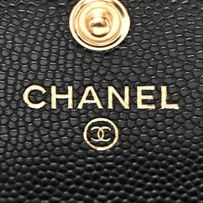 Chanel Caviar Quilted Enamel Coco Casino Flap Card Holder Wallet Black 6 of 9