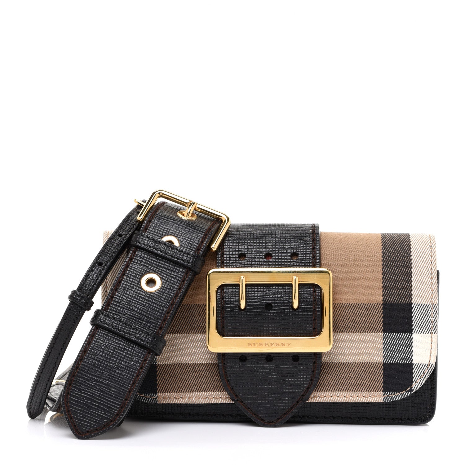 Burberry House Check Bridle Calfskin Small Buckle Bag Black 1 of 11