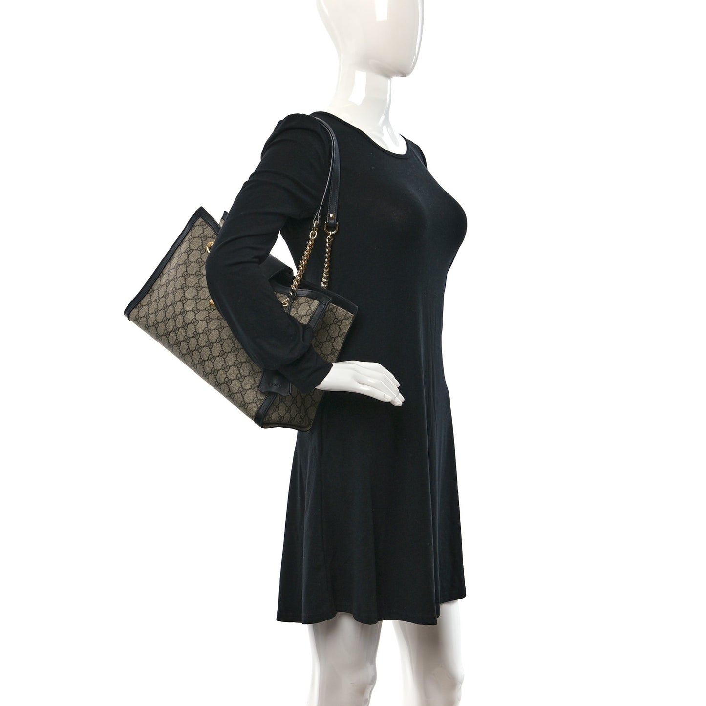 GG Supreme Monogram Medium Padlock Tote Black