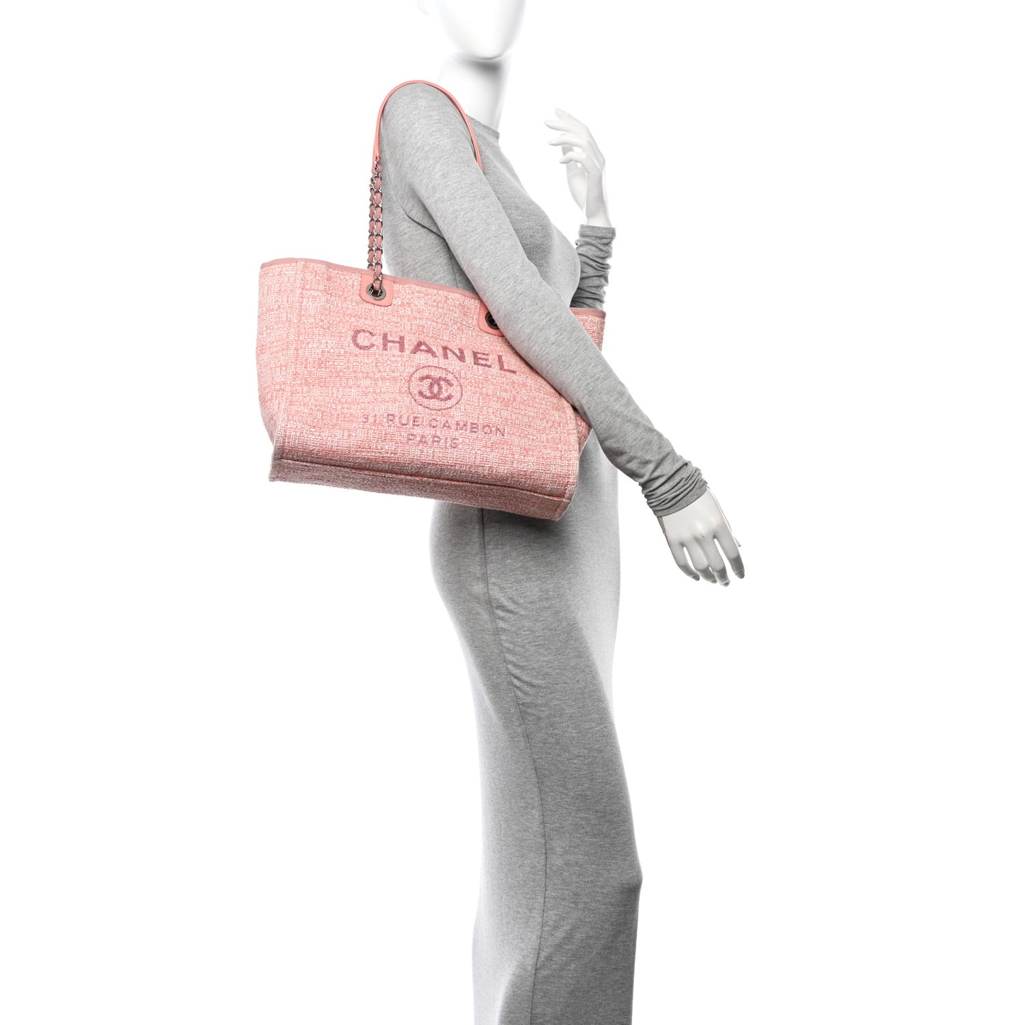 Lurex Boucle Small Deauville Tote Pink