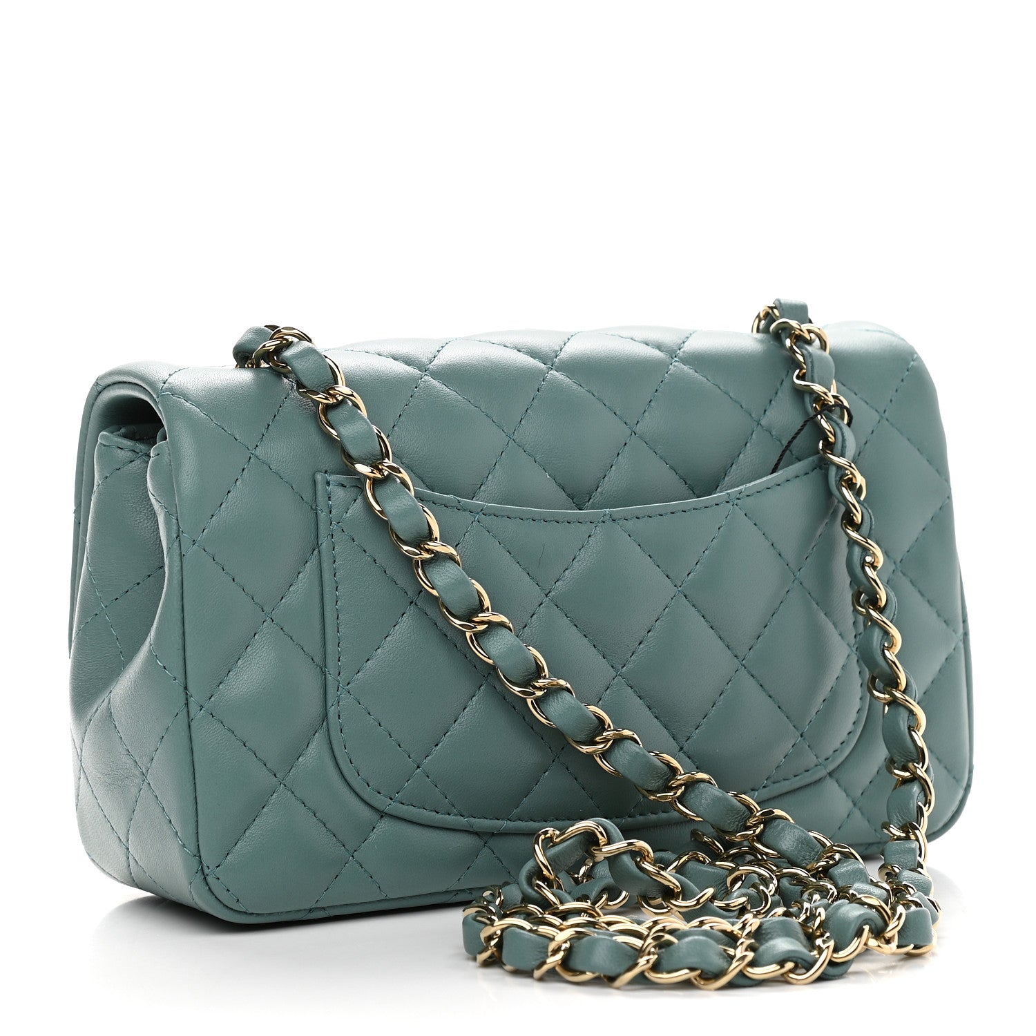 Chanel Lambskin Quilted Mini Rectangular Flap Green 2 of 8