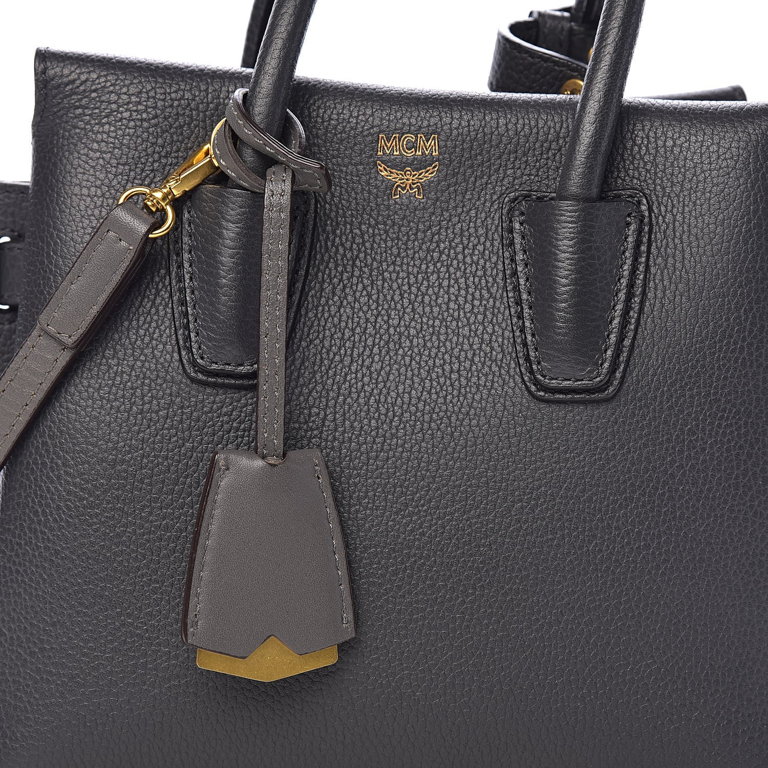 MCM Grained Calfskin Mini Milla Tote Phantom Grey 8 of 12