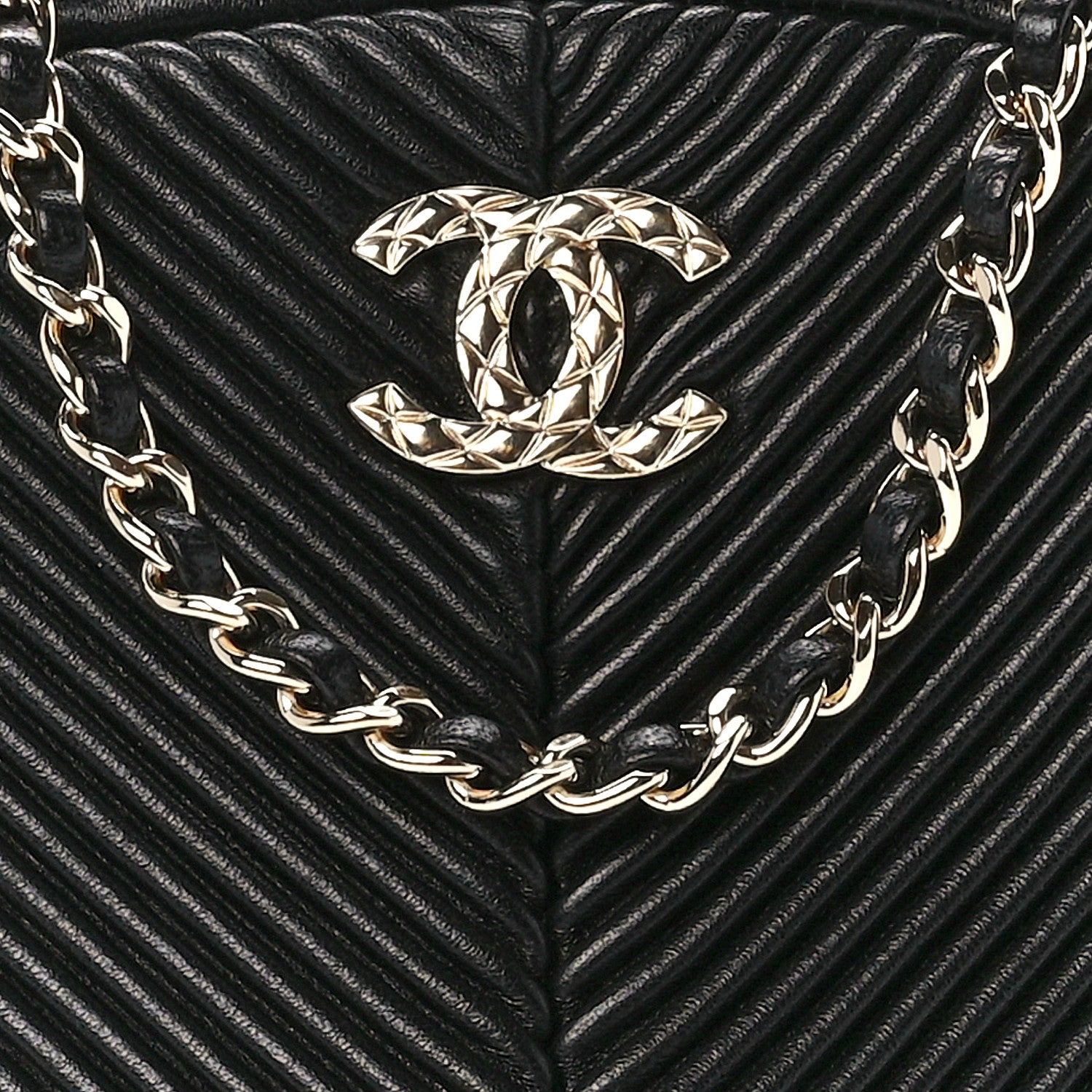 Chanel Lambskin Chevron Quilted Small Pleated Crush Camera Case Black 7 of 10