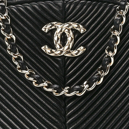 Chanel Lambskin Chevron Quilted Small Pleated Crush Camera Case Black 7 of 10