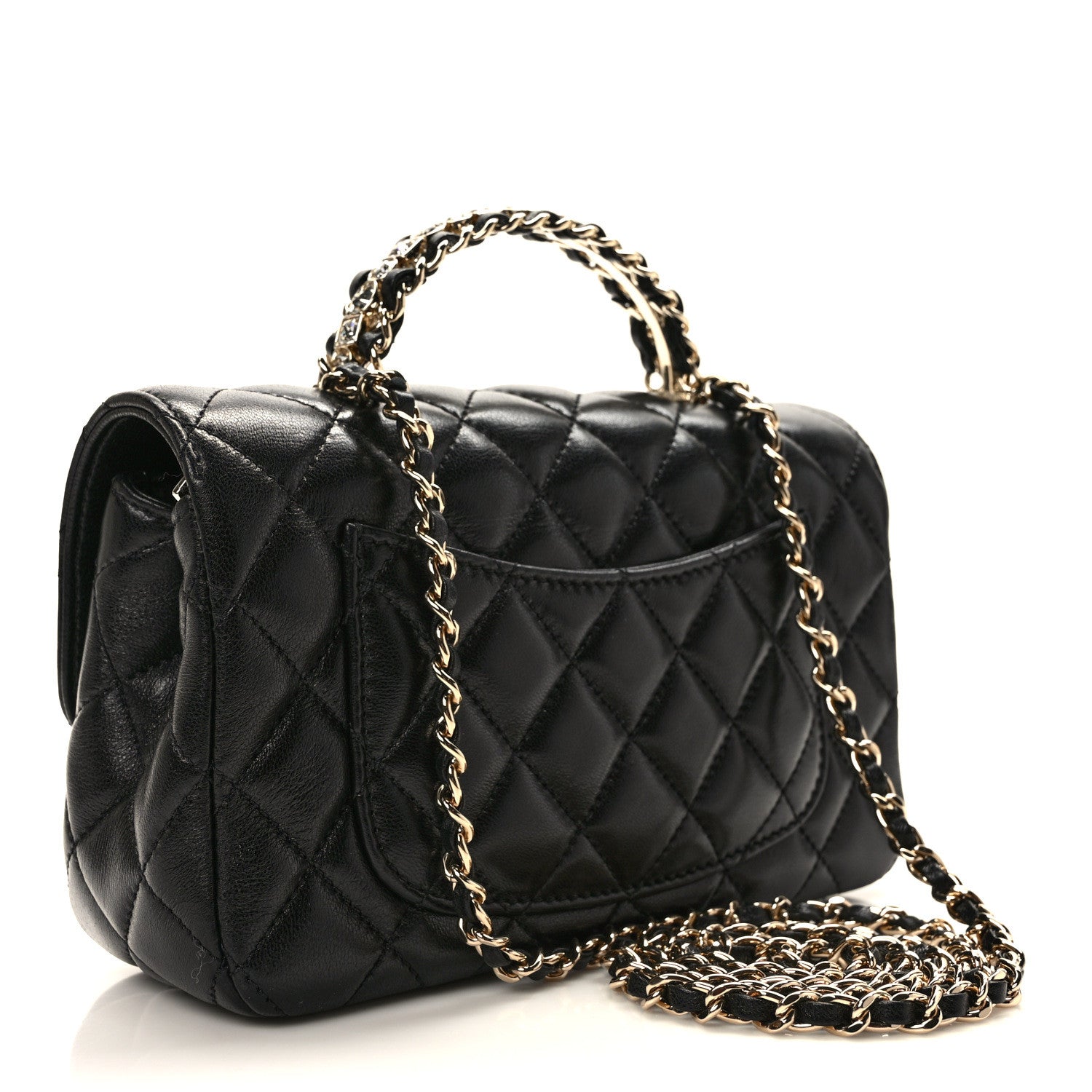 Chanel Lambskin Quilted Mini Crystal Top Handle Rectangular Flap Black 3 of 10