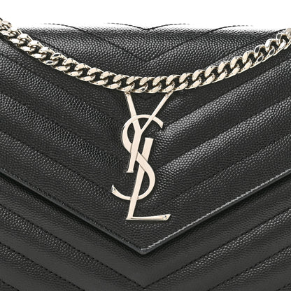 Saint Laurent Grain De Poudre Matelasse Chevron Monogram Chain Wallet Black 9 of 14