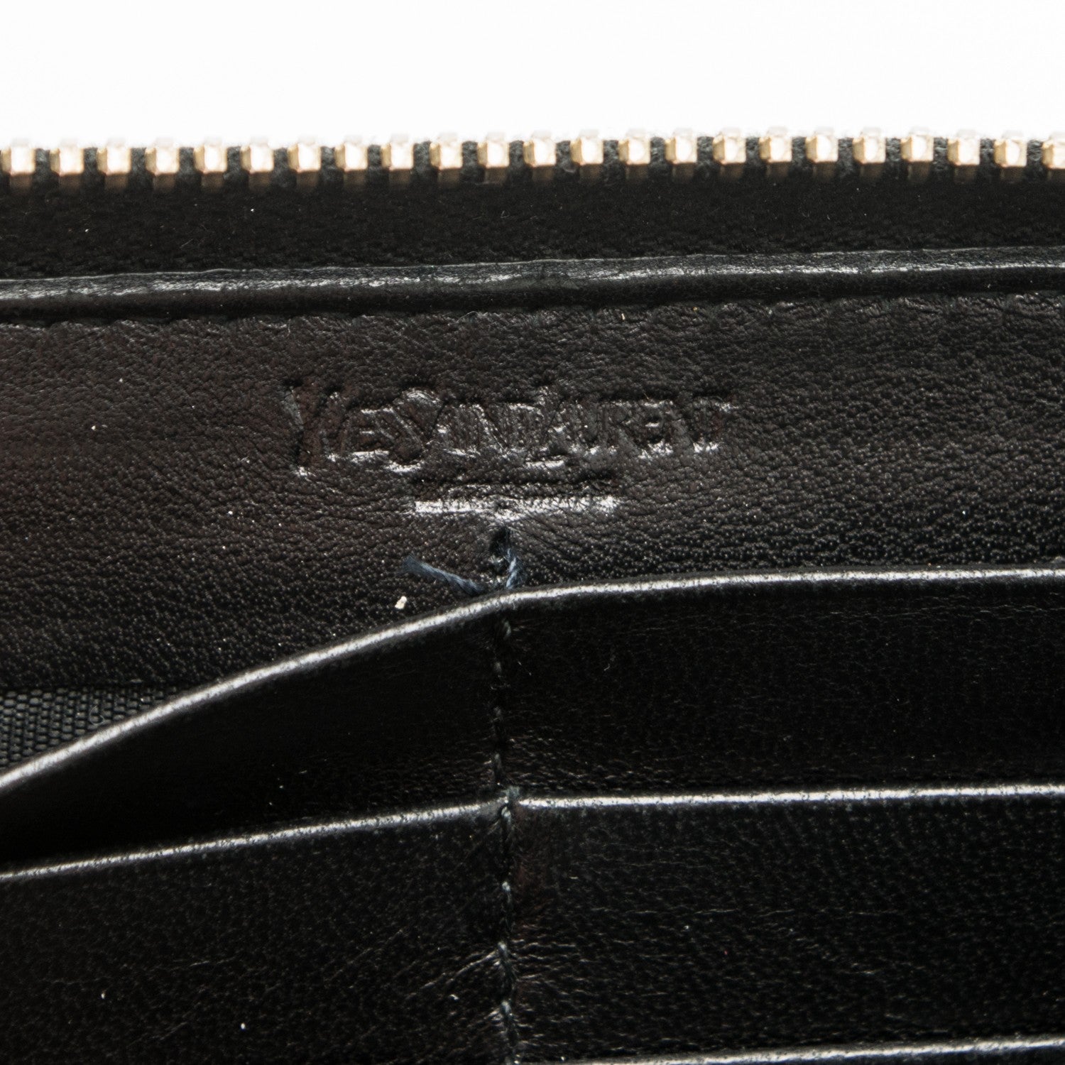 Saint Laurent Patent Y Mail Zip Around Wallet Black 6 of 7