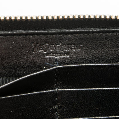 Saint Laurent Patent Y Mail Zip Around Wallet Black 6 of 7