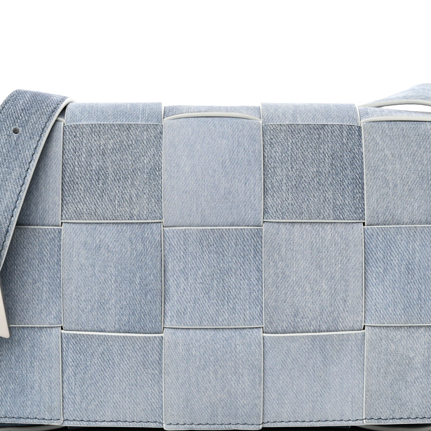 Bottega Veneta Calfskin Denim Print Maxi Intreccio Cassette Crossbody Bag Blue 8 of 11