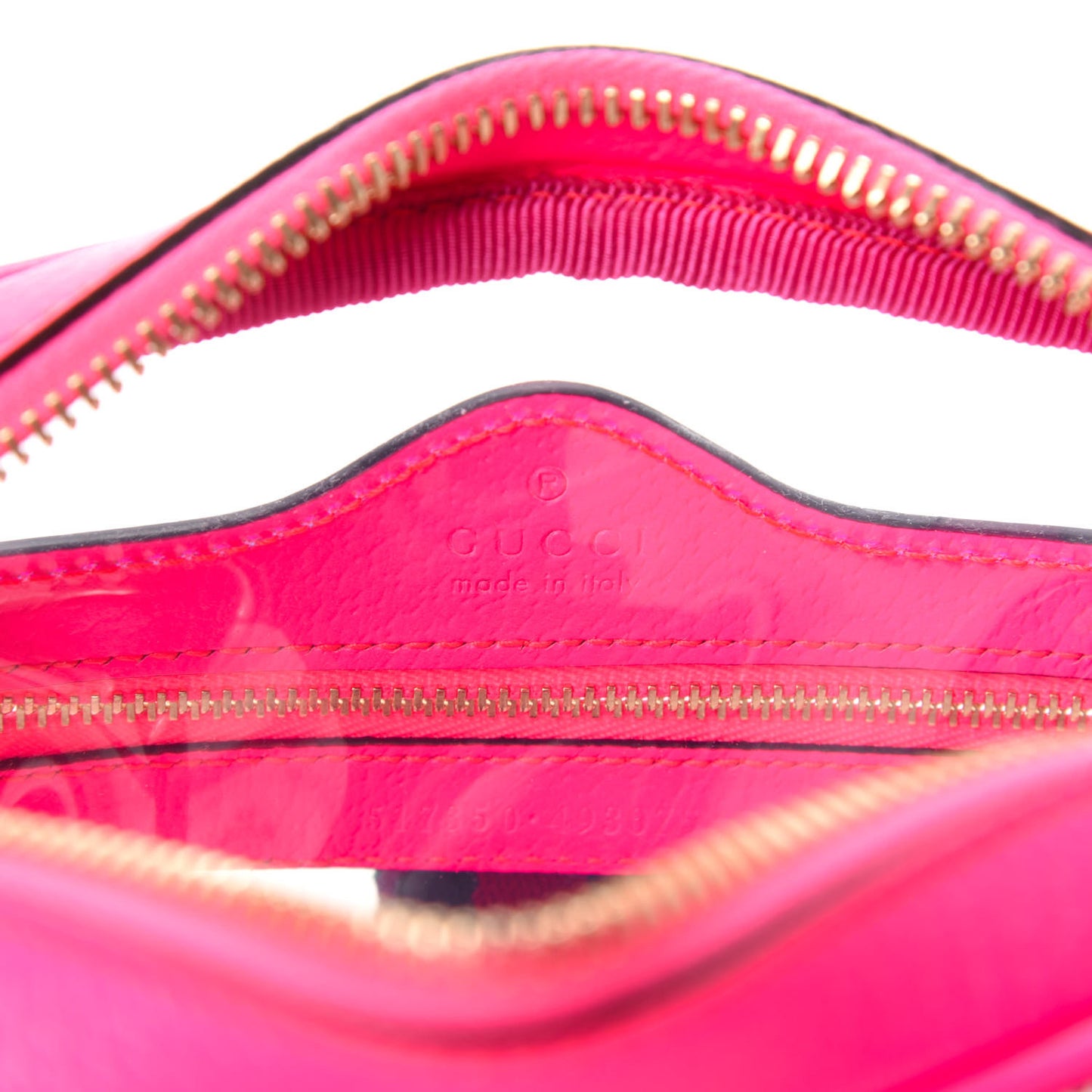 Vinyl Web Mini Ophidia Transparent Shoulder Bag Fluorescent Fuchsia
