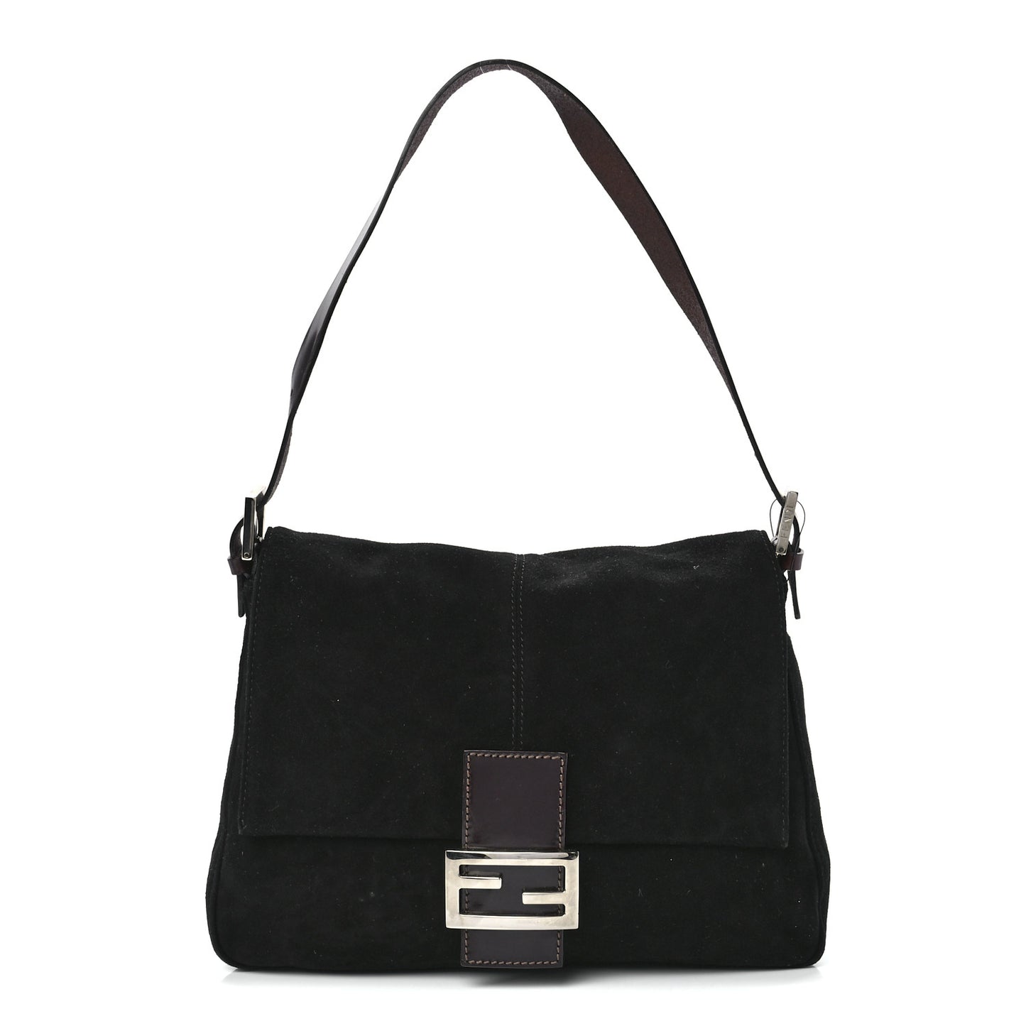 Suede Calfskin Mama Baguette Black