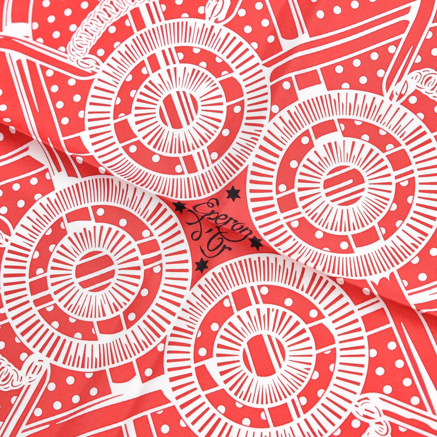 Hermes Silk Eperon D'Or Bandana Scarf 140 Rouge Noir Blanc 4 of 7