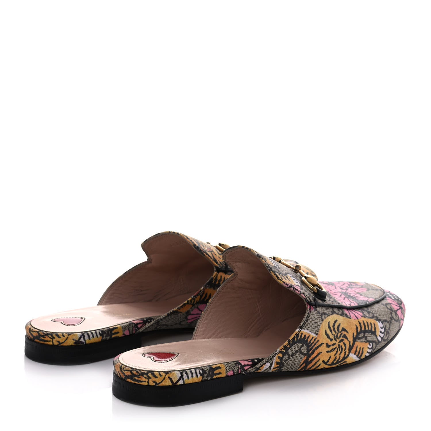 Gucci GG Supreme Monogram Bengal Womens Princetown Slippers 37 Beige Crop Pink 4 of 13