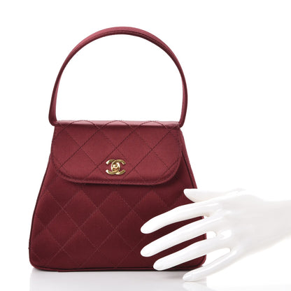 Chanel Satin Quilted Evening Bag Red 3 of 10