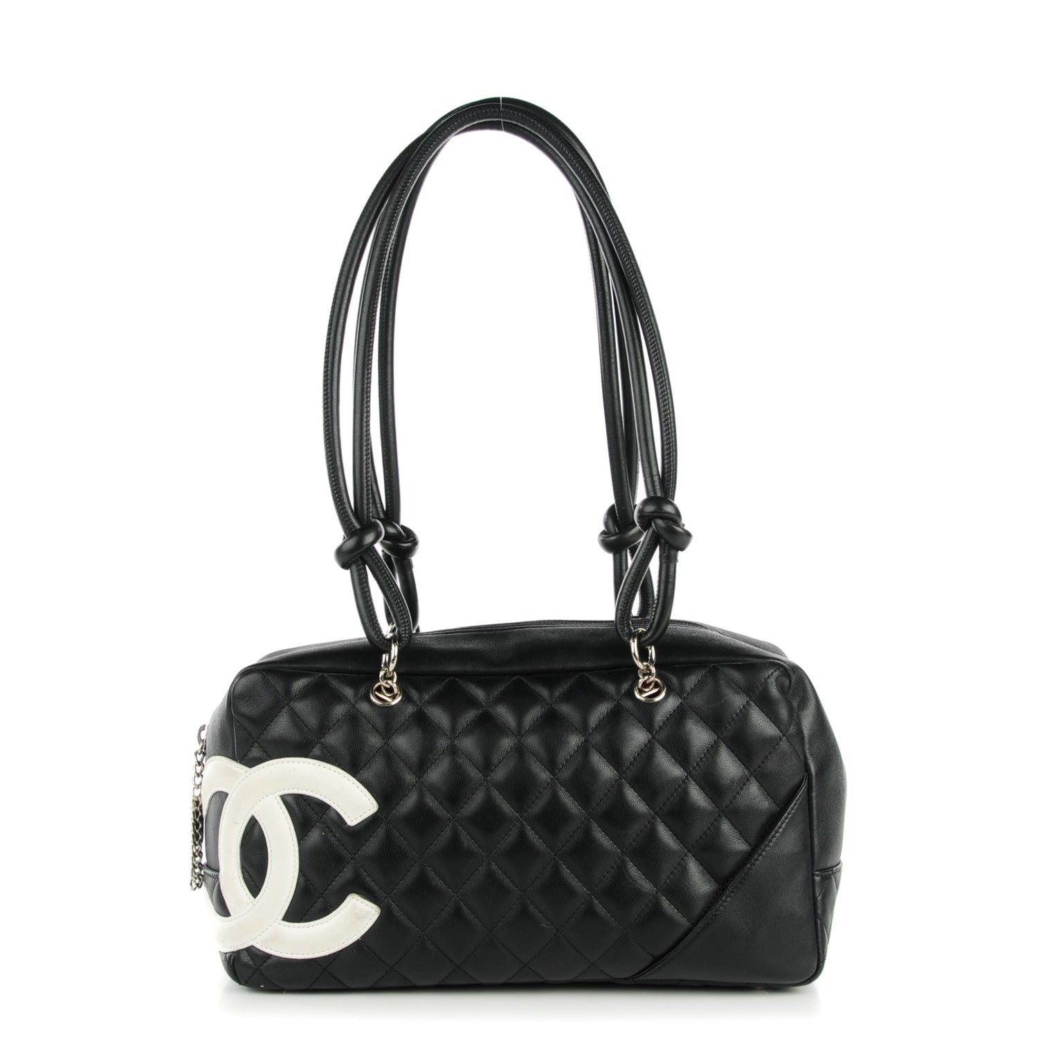 Chanel Calfskin Quilted Large Cambon Bowler Black White 1 of 8