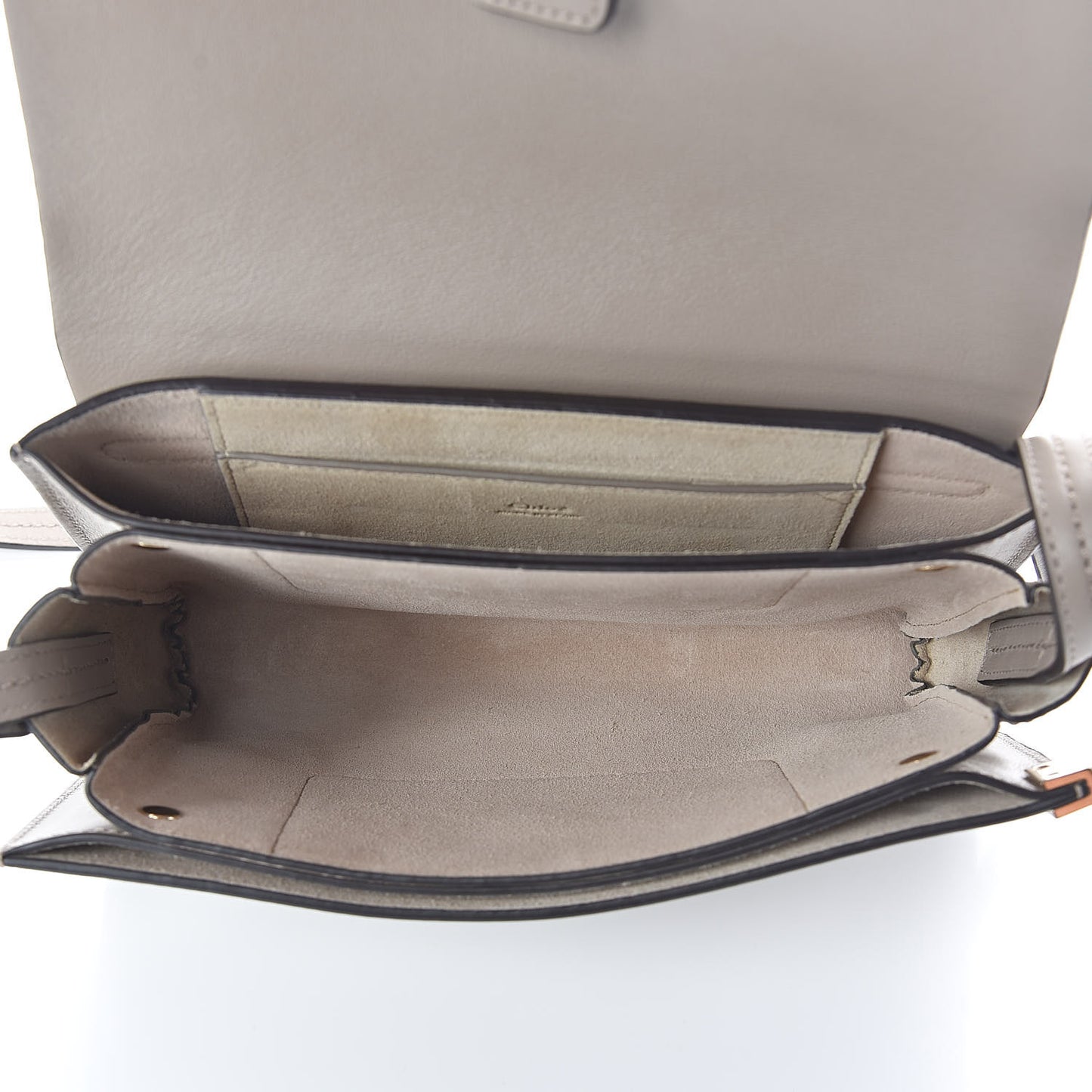 Suede Calfskin Small Faye Shoulder Bag Motty Grey
