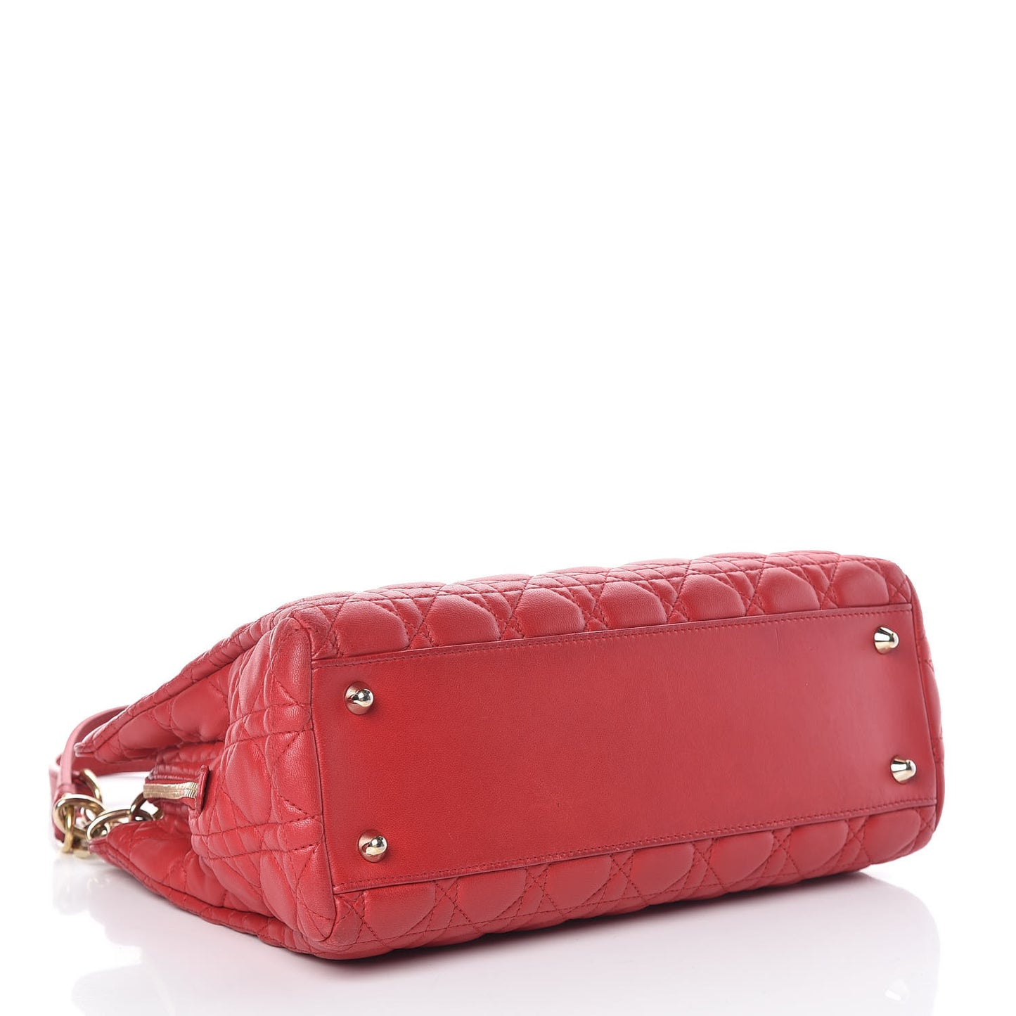 Lambskin Cannage Small Dior Soft Zipped Shopping Tote Red