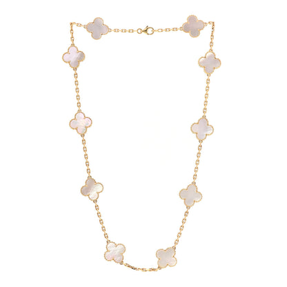 Van Cleef & Arpels 18K Yellow Gold Mother of Pearl 10 Motifs Vintage Alhambra Necklace 3 of 6