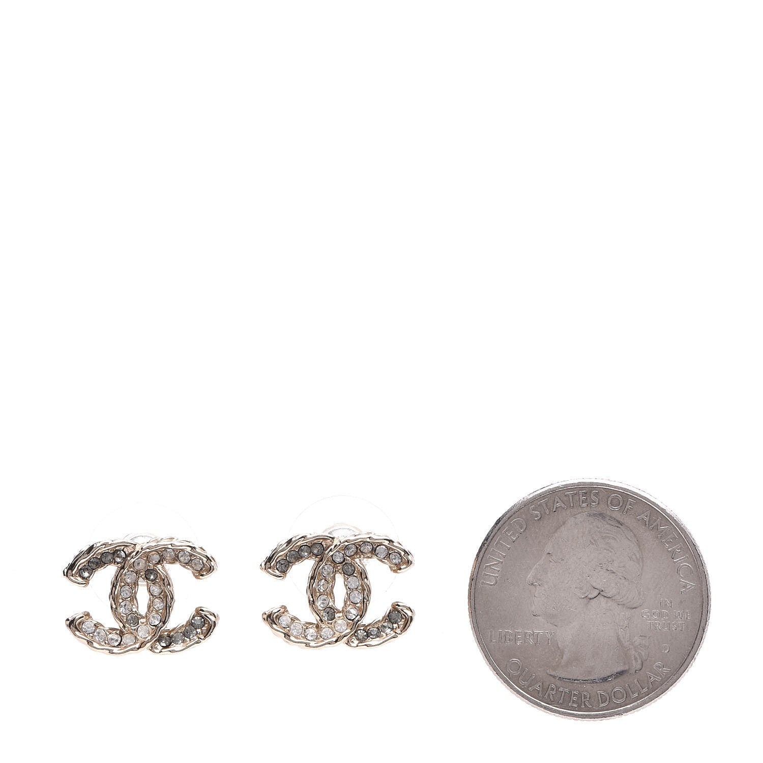 Chanel Crystal CC Earrings Light Gold 2 of 5