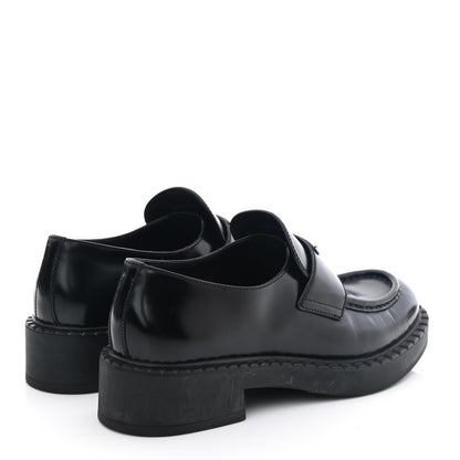 Prada Spazzolato Metal Triangle Logo 50mm Loafers 39.5 Black 4 of 11