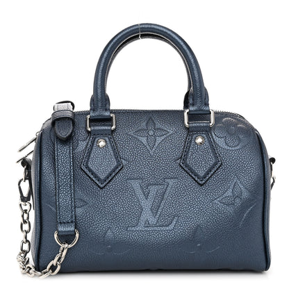 Louis Vuitton Metallic Empreinte Monogram Giant Speedy Bandouliere 20 Navy Nacre 1 of 9