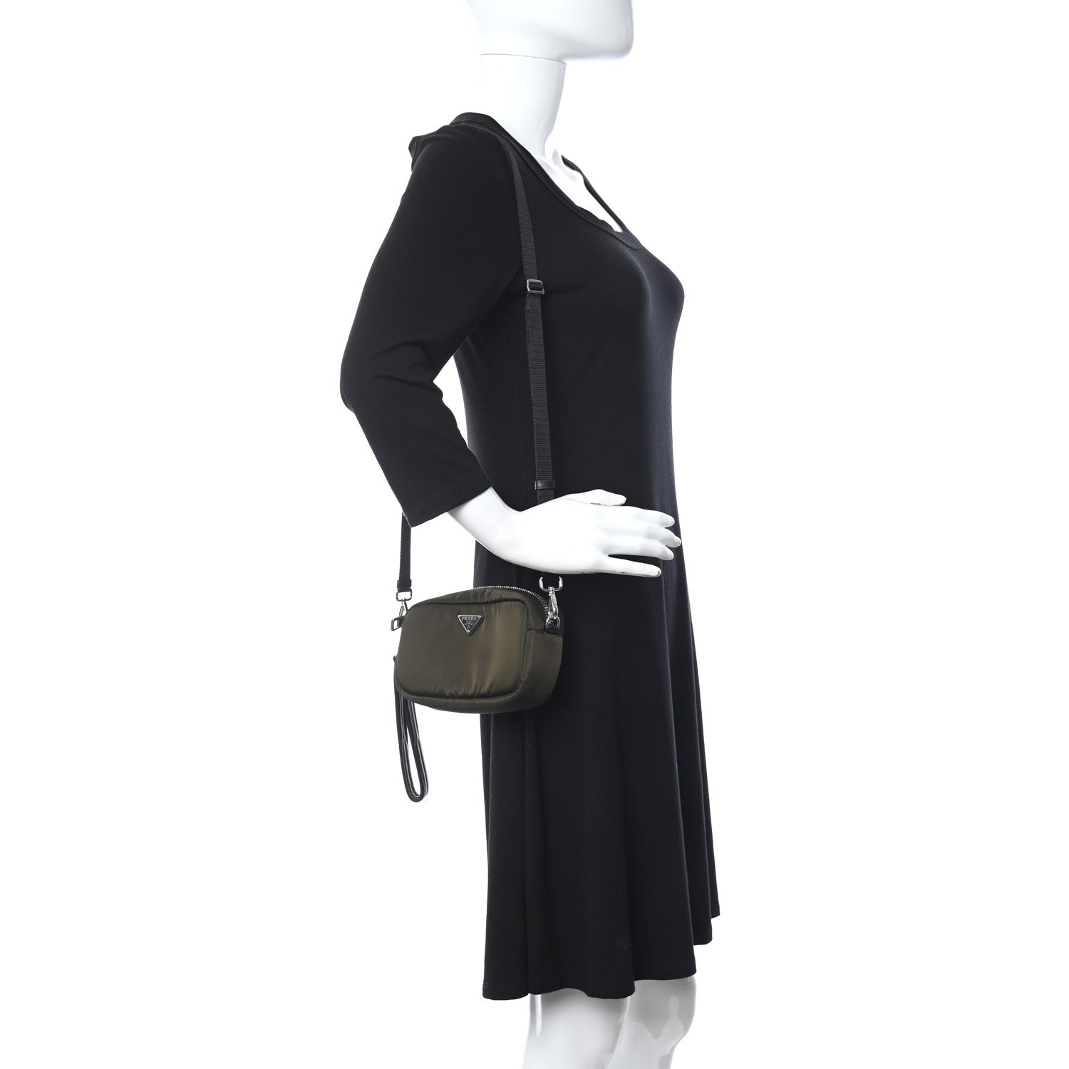 Prada Tessuto Soft Nylon Small Convertible Crossbody Wristlet Mimetico Black 2 of 11