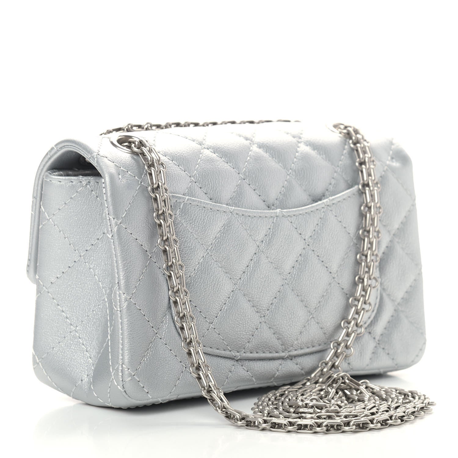 Chanel Metallic Grained Calfskin Quilted 2.55 Reissue Mini Flap Silver 3 of 9