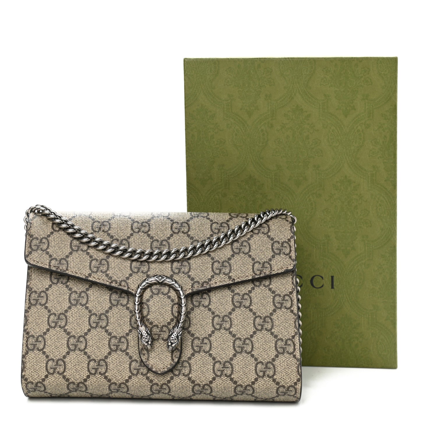 GG Supreme Monogram Mini Dionysus Chain Wallet Beige Black