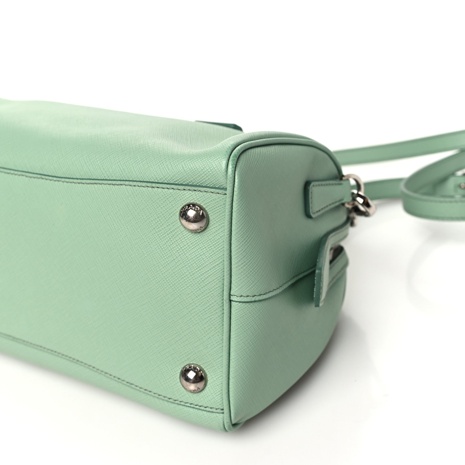 Prada Saffiano Lux Top Handle Crossbody Bag Acquamarina 9 of 10