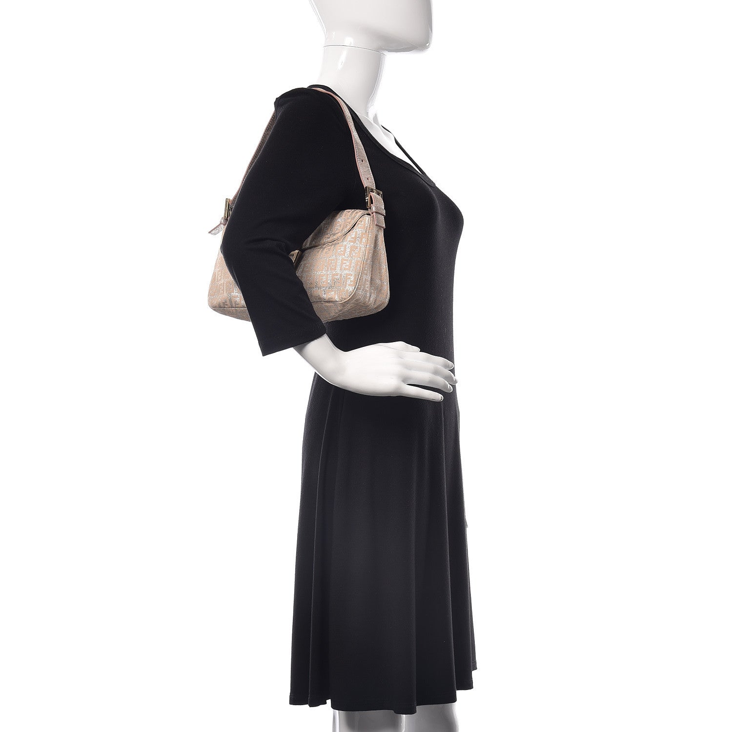 Fendi Metallic Jacquard Zucchino Baguette Pink 2 of 9